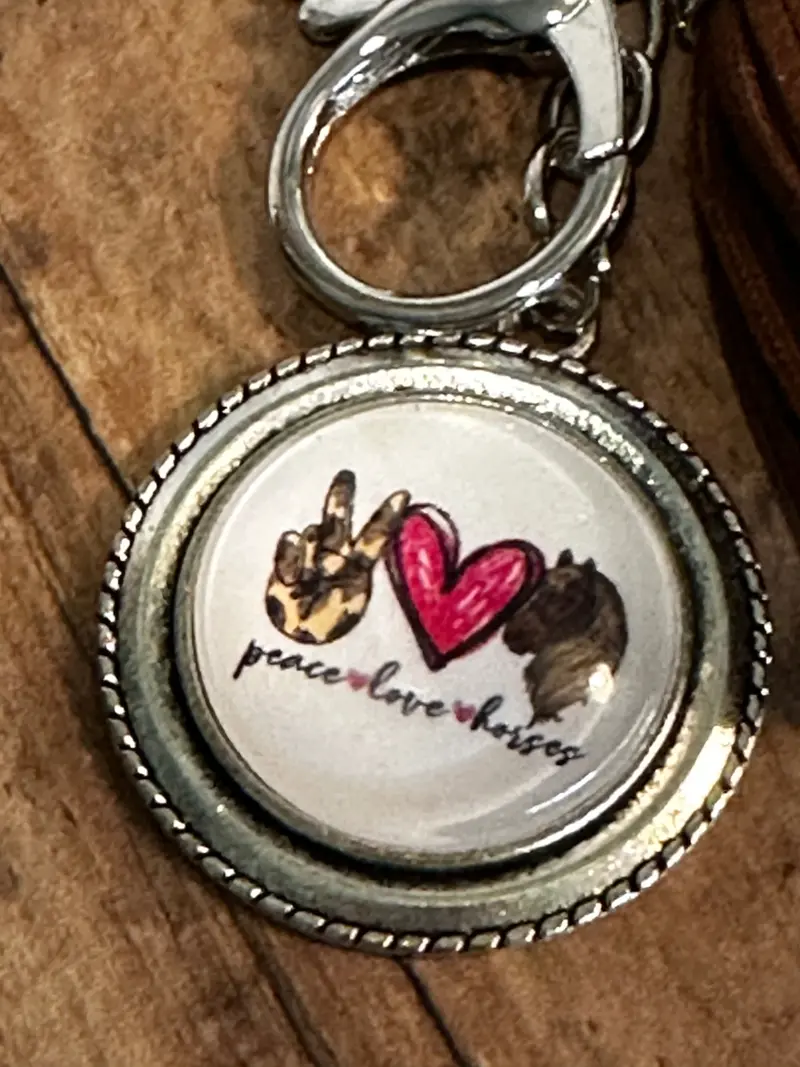 Peace, Love & Horses Keychain – Equestrian-Themed Gift (K000-55) 1