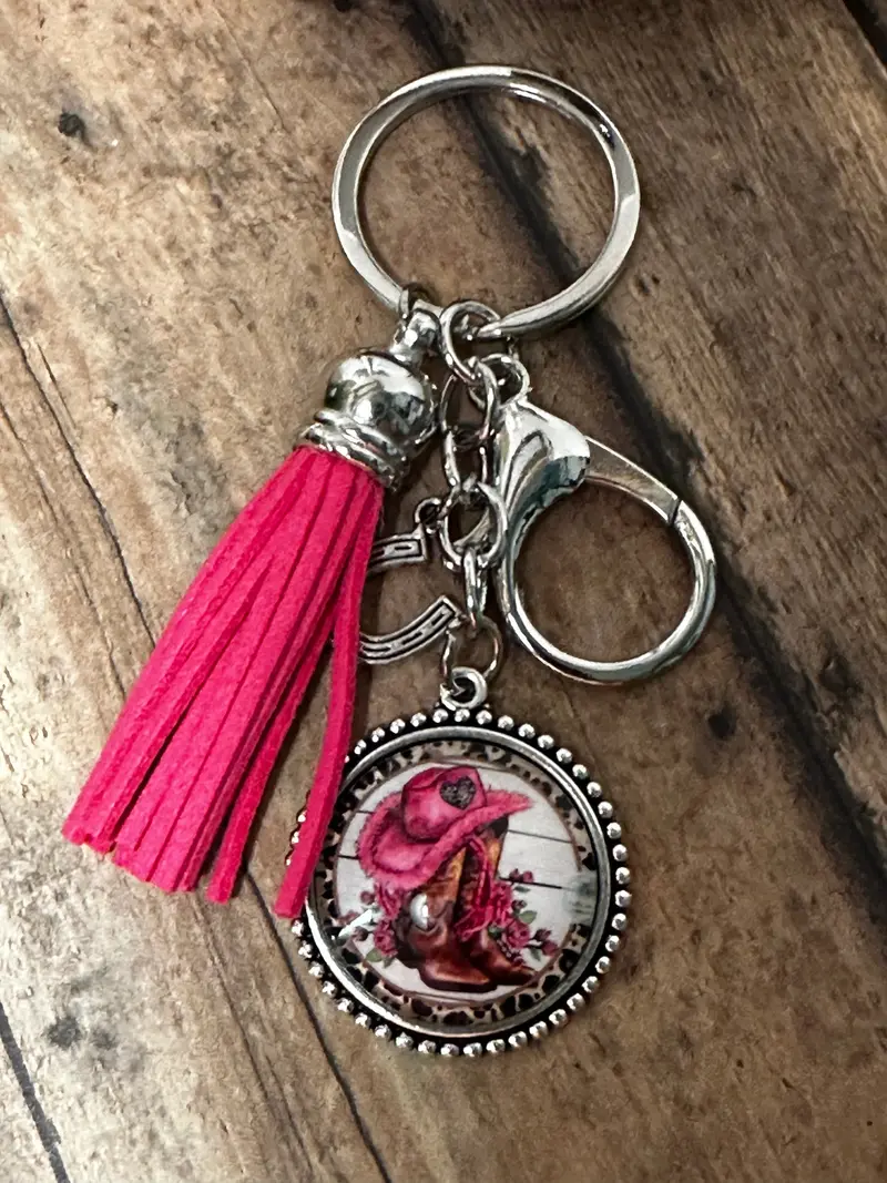 Pink Cowgirl Keychain – Stylish Western-Inspired Charm (K000-53) 1