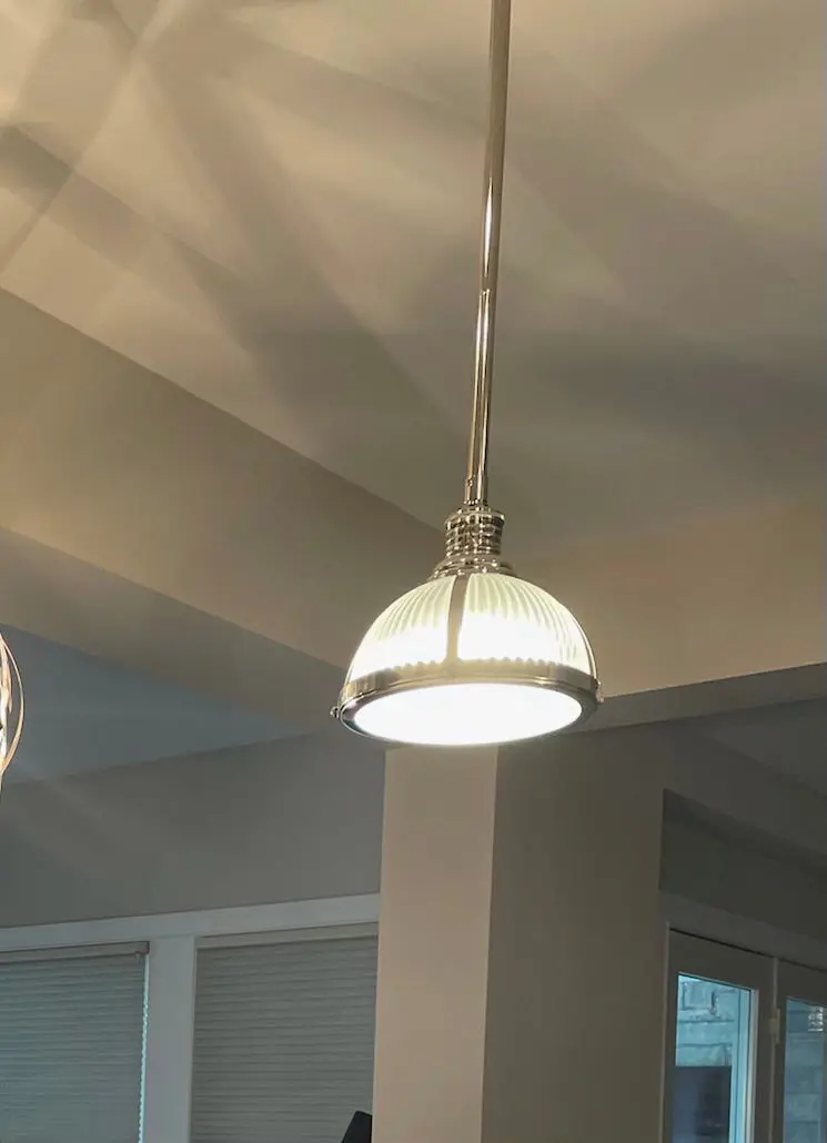 Pottery Barn Industrial Ribbed Glass Pendant Light On Adjustable Pole 1