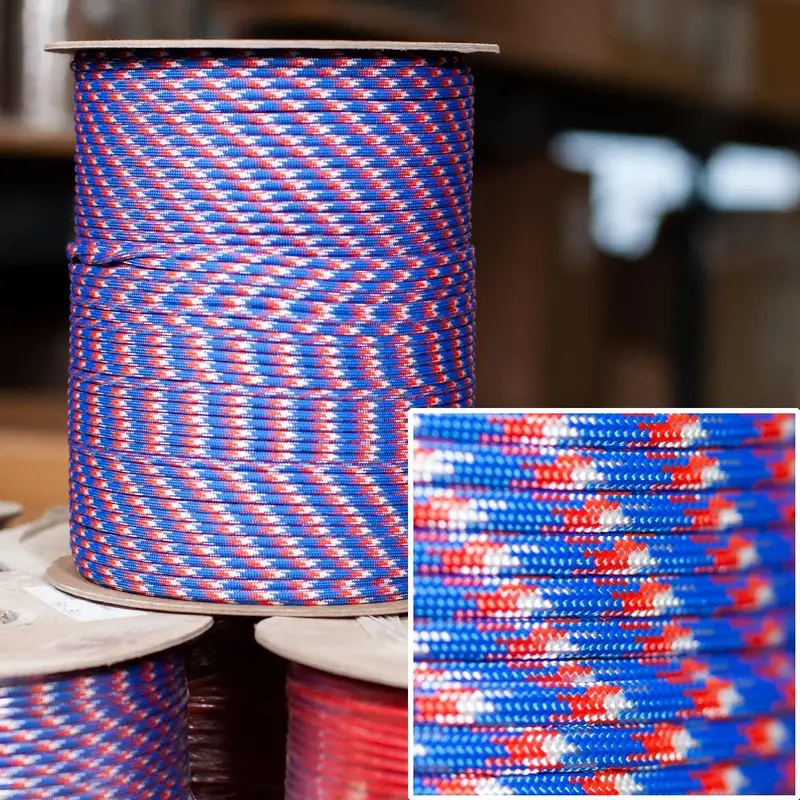 Red/White/Blue Camo 550 Paracord – 1000-Foot Spool 1
