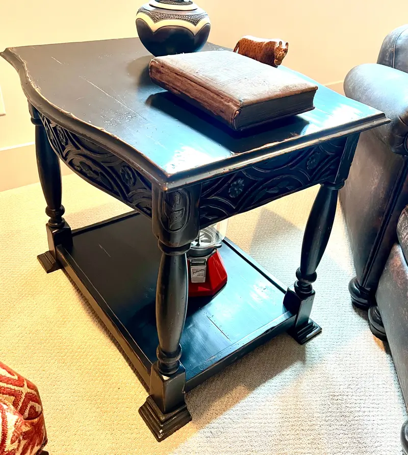 Rustic Distressed Wood Round Side Table 1