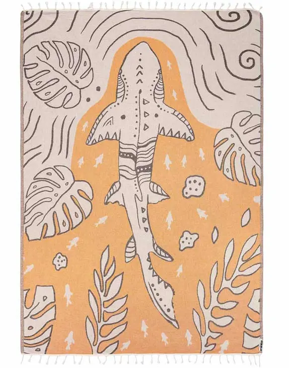 Sandcloud Monstera Leaf & Shark Pattern Beach Towel 1