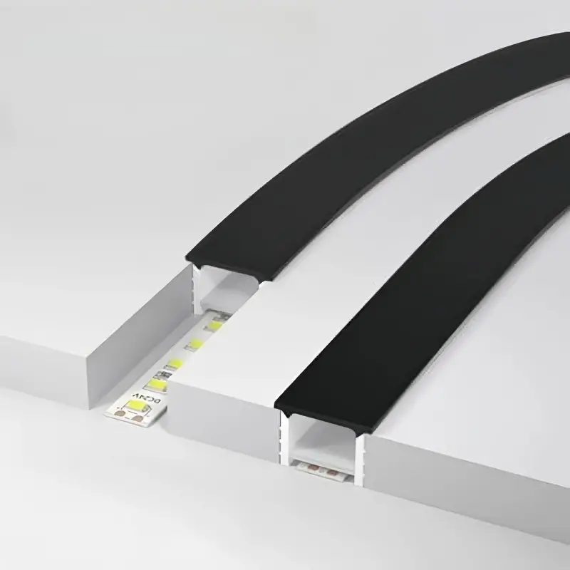 Sc01 Black Flanged Silicone Led Channel Cover – Recessed 33Ft (10M) Flexible Tube Enclosure 1