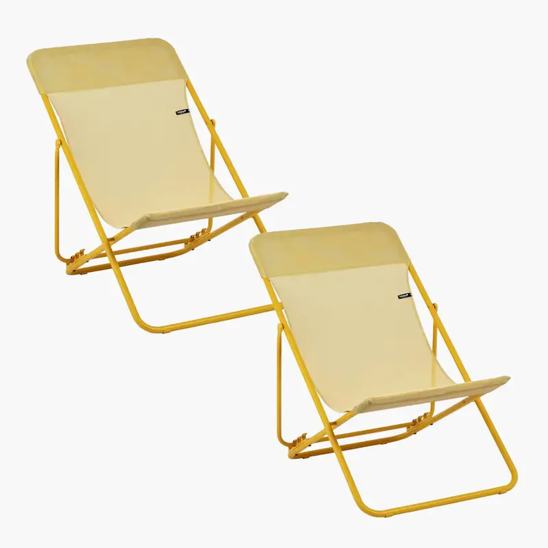 Set Of Two Folding Deckchairs – Outdoor Lounge Pair 1