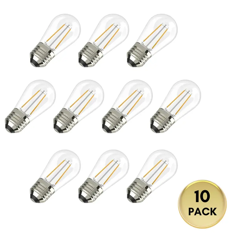 Sl102 Pack Of 10 Led Edison-Style S14 Bulbs – 1W, 12V, E26 Base, 2700K Warm White For Bistro String Lights 1