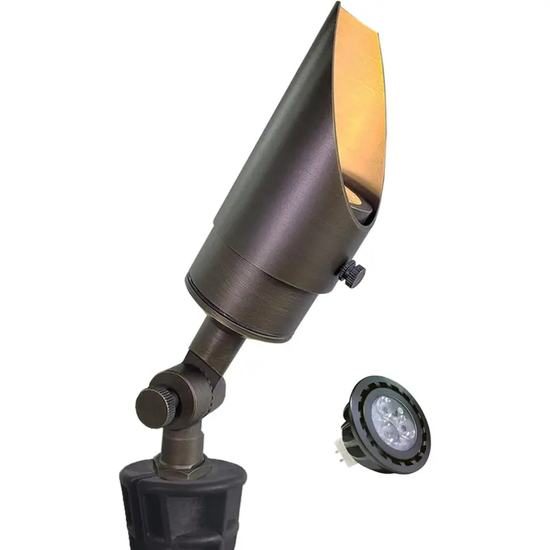 Spba13 Precision-Adjustable Brass Mr16 Spotlight — 12V Ac/Dc Outdoor Lighting With 5W 2700K Led 1
