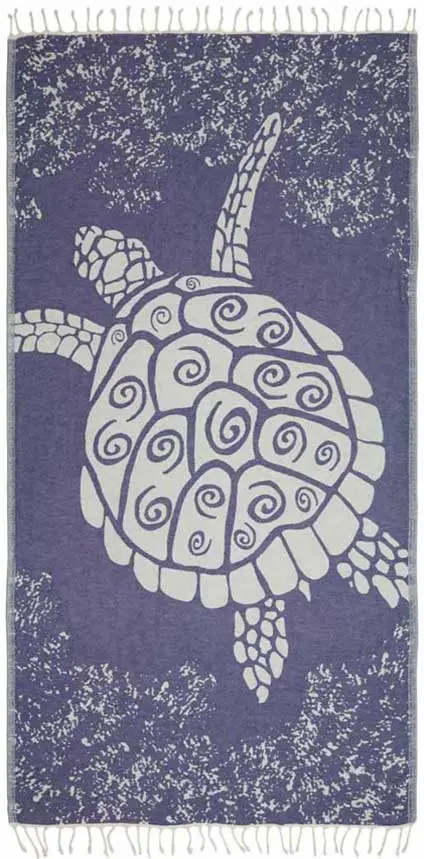 Sun Drunk Galápagos Tortoise Turkish Beach Towel 1