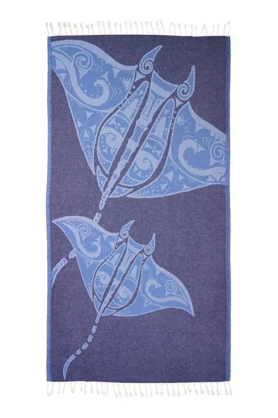 Sun Drunk Manta Ray Illustration Turkish Towel 1