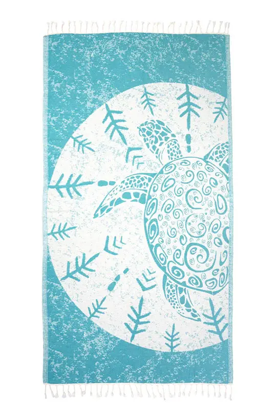 Sun Drunk Sea Turtle Design Turkish Bath Towel 1