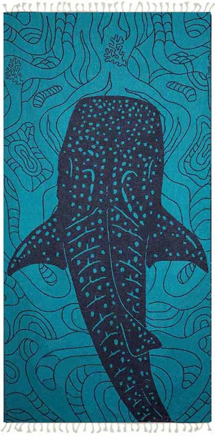 Sun Drunk Whale Shark Graphic Turkish Towel 1