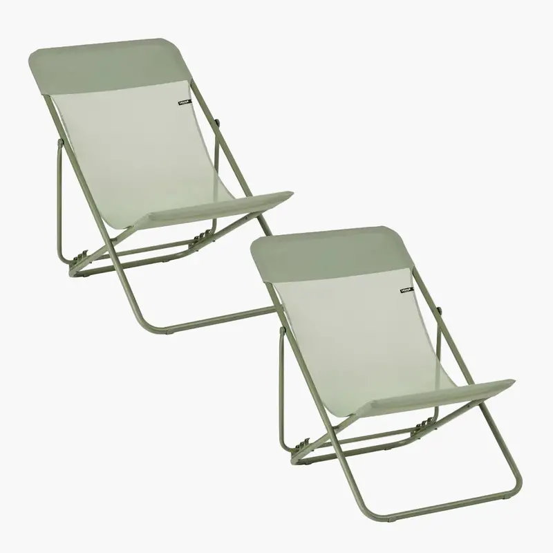 Two-Person Folding Deck Chair Set 1