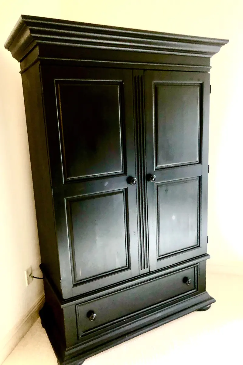 Vaughan Bassett Black Wood Armoire Media Console Cabinet 1