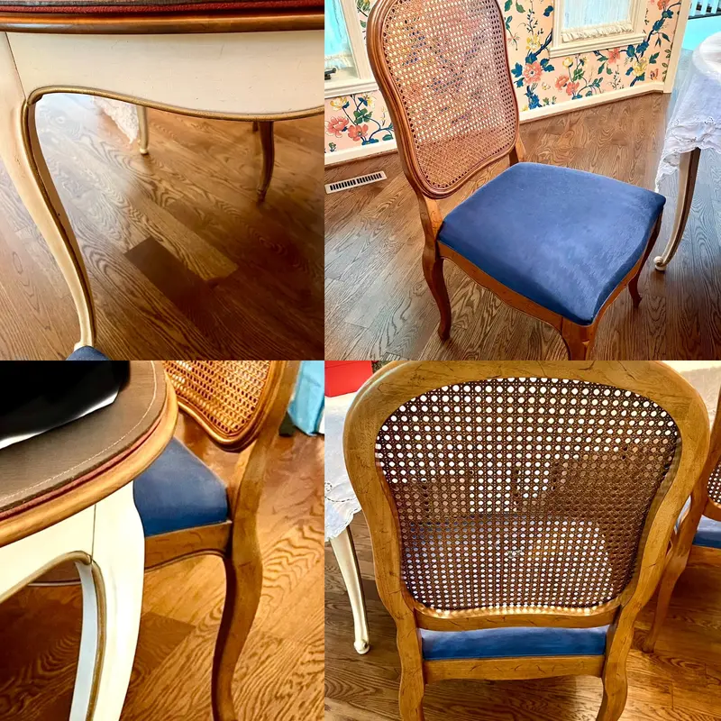 Vintage Davis Furniture Dining Set: Round Table And Eight Cane-Back Chairs 1