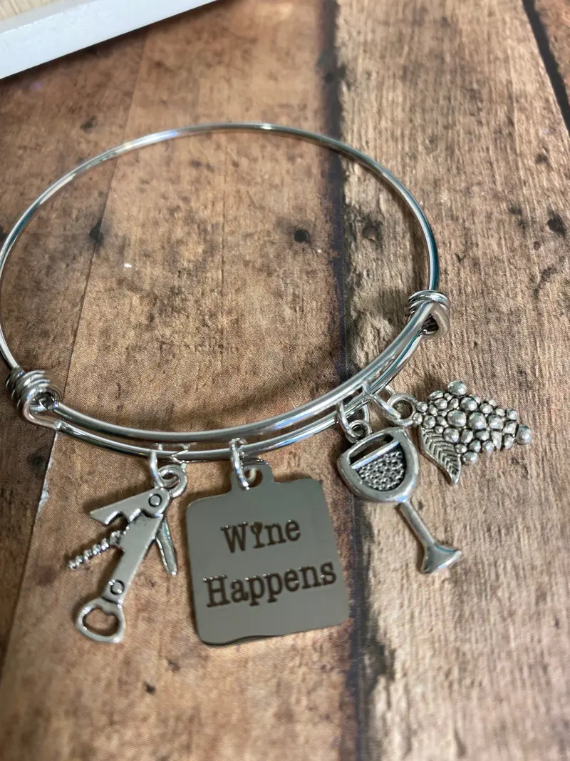 Wine Happens Charm Necklace – Humorous Adult Keepsake (B58) 1