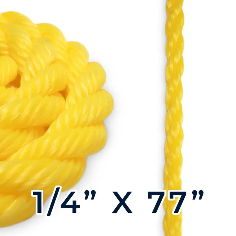 Yellow Polypropylene Rope – 1/4-Inch Diameter, 77-Inch Length (Vendor 0004) 1